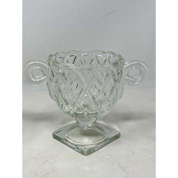 Indiana Pretzel Depression Glass Clear Creamer & Sugar Set - Picture 2 of 10